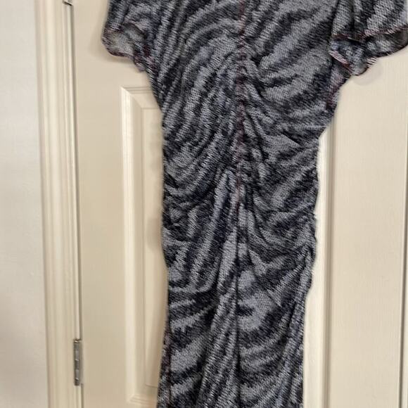 Dress Rag & Bone midi grey - black red printed fabric size 8  sheer fabric - Picture 10 of 11